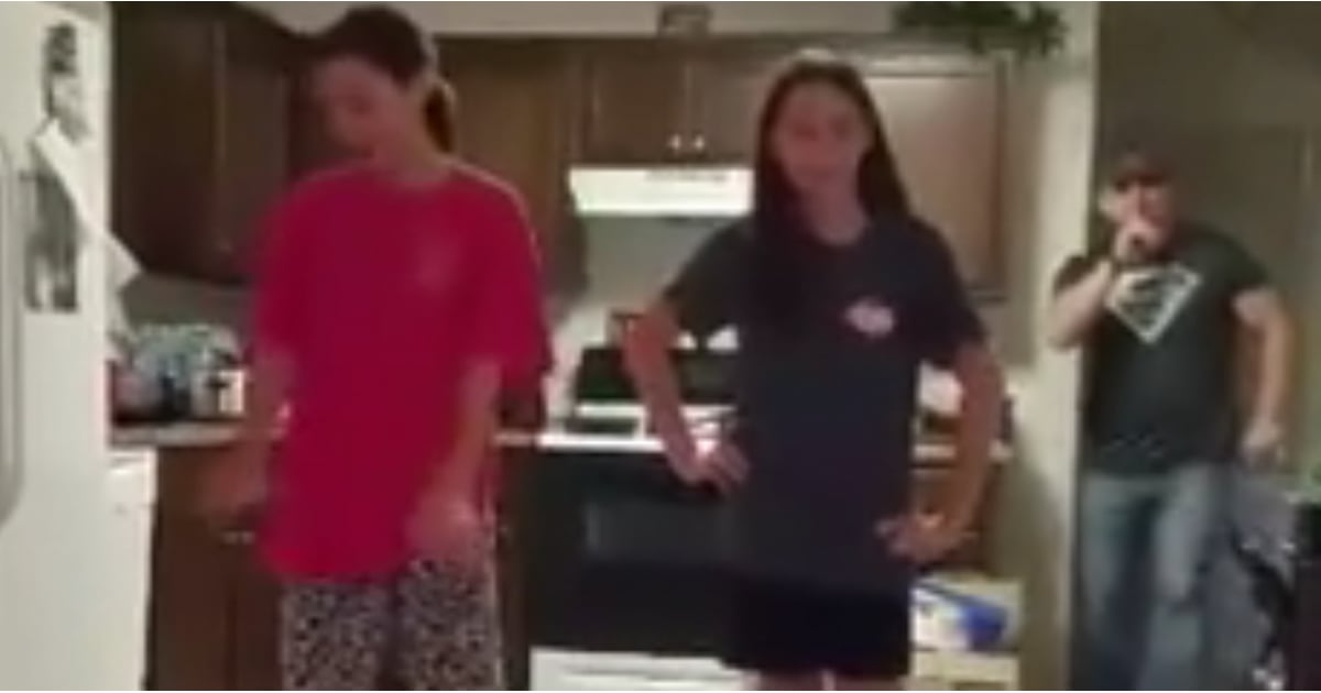 Dad Secretly Dances Behind Daughters To Watch Me Whip Popsugar Moms