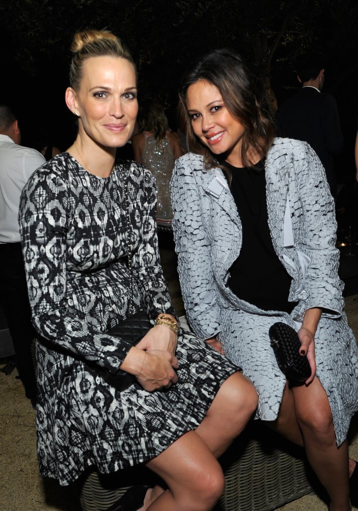 Pregnancy twins Molly Sims and Vanessa Lachey caught up at the launch event for the Restoration Hardware store in West Hollywood, CA, on Thursday.