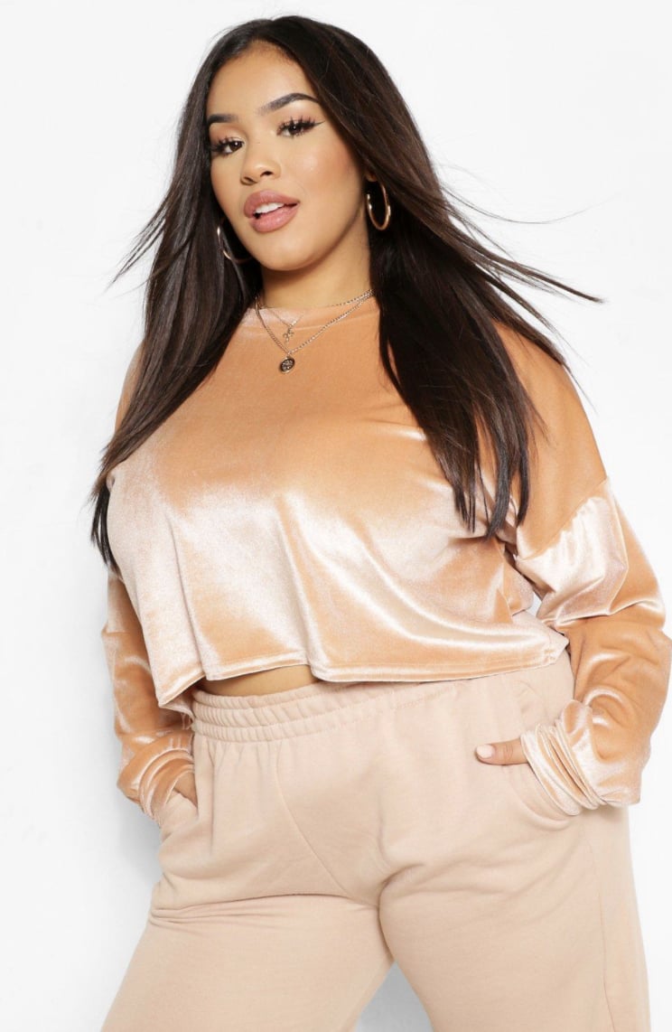 Velour Slouchy Crop Top