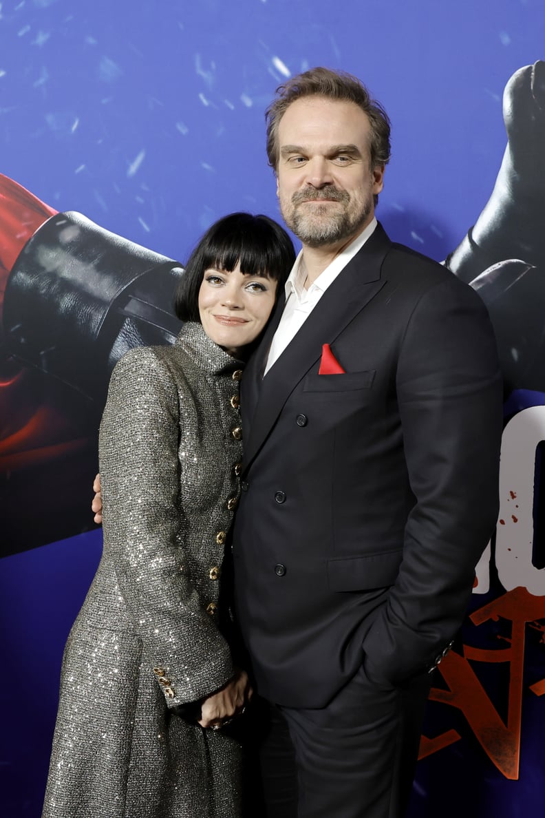 HOLLYWOOD, CALIFORNIA - NOVEMBER 29: (L-R) Lily Allen and David Harbour attend the premiere of Universal Pictures' 