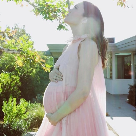 Mandy Moore Showing Off Baby Bump in Monique Lhuillier Dress