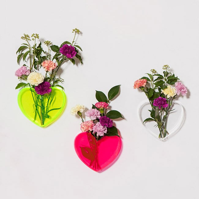 Don't be afraid to show some heart with a mountable Neon Vase ($69 each).