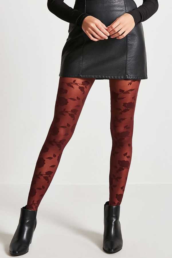 Forever 21 Embossed Floral Tights