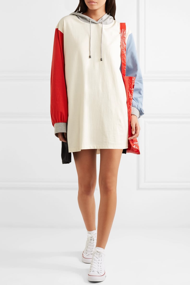 SYJP Oversize Hooded Colorblock Cotton Jersey Minidress