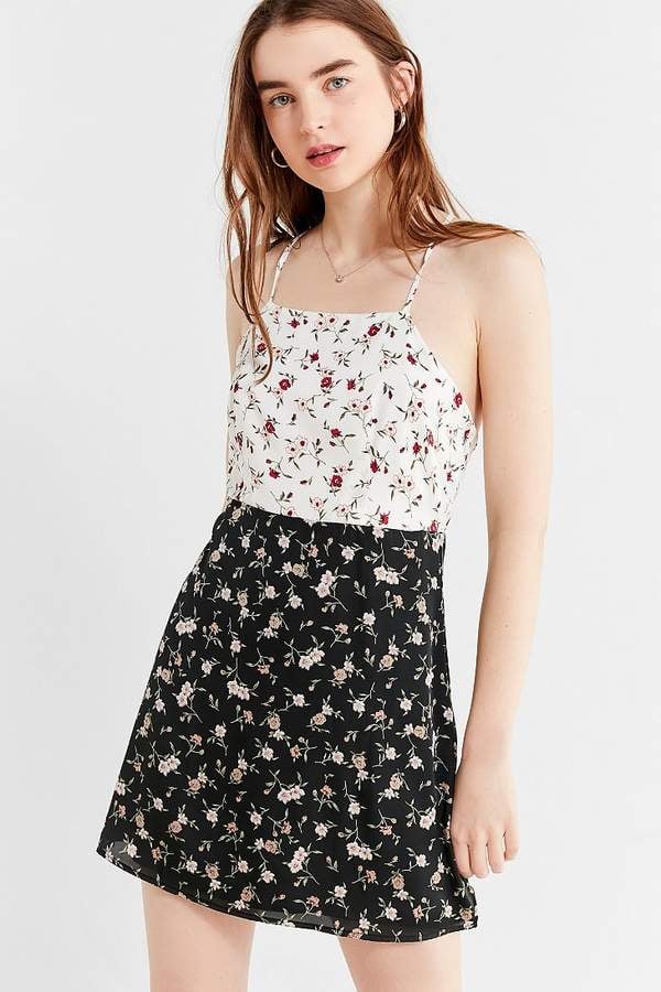 Urban Outfitters Mixed-Print Floral Slip Dress