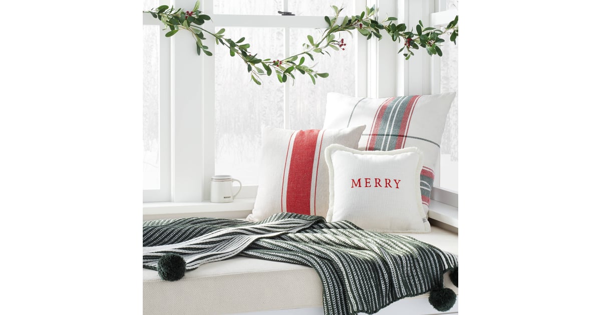 Blended Stripe Chunky Knit Poms Throw Blanket Hearth & Hand Magnolia