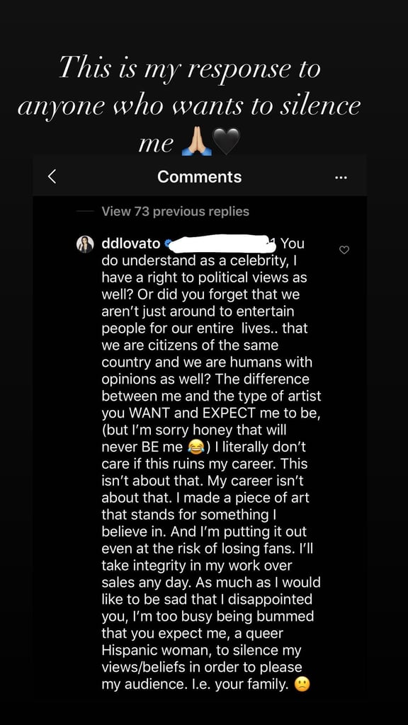 Demi Lovato's Responds to "Commander in Chief" Criticism on IGS