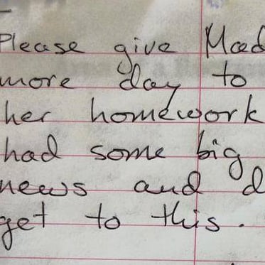Funny Homework Excuse Note
