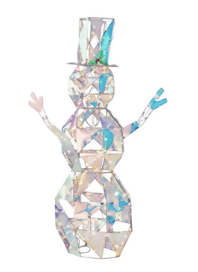 Christmas Sparkle Angular Iridescent Snowman in White