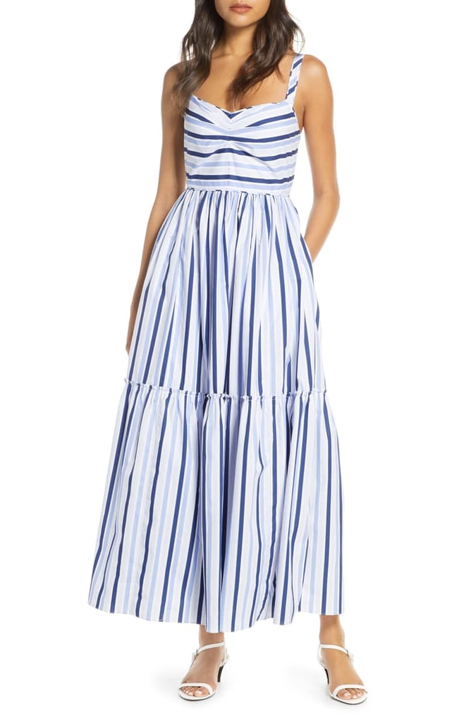 J.Crew Shirting Stripe Tiered Maxi Dress