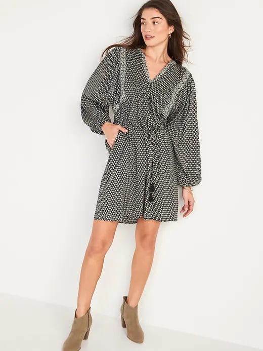 Old Navy Long-Sleeve Printed Mini Swing Dress