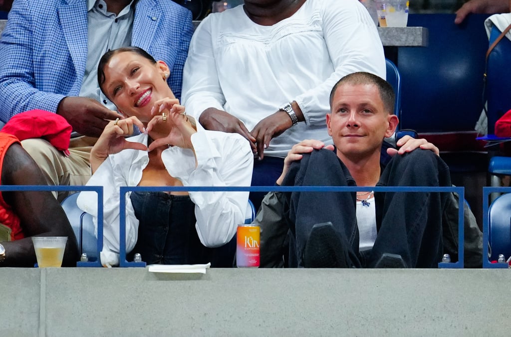 Bella Hadid and her boyfriend Marc Kalman on 29 Aug. at the US Open.