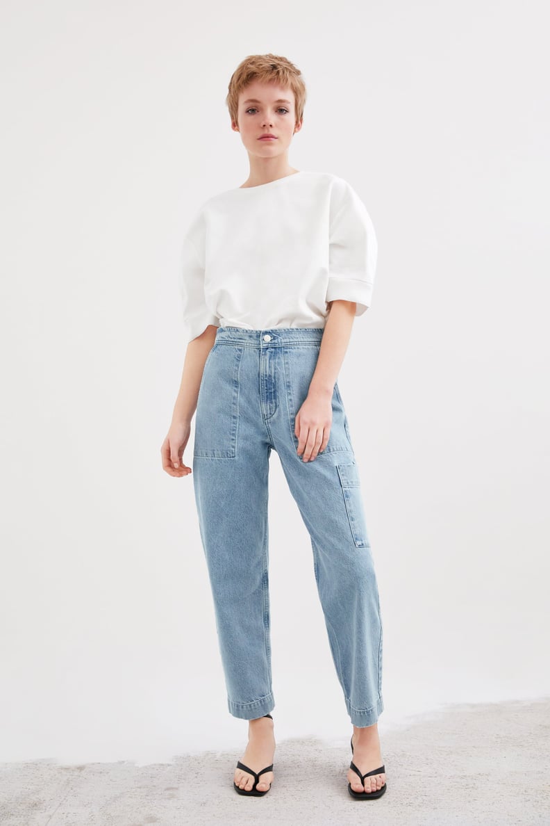 Zara Denim Pants With Pockets