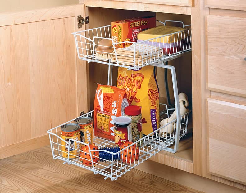 SANNO 14 Large Stackable Baskets Metal Wire Basket, Storage Organizer Bin  Basket with Handles, Open Front for Kitchen Cabinets, Pantry, Closets,  Bedrooms, Bathrooms - Large, 3 Pack 