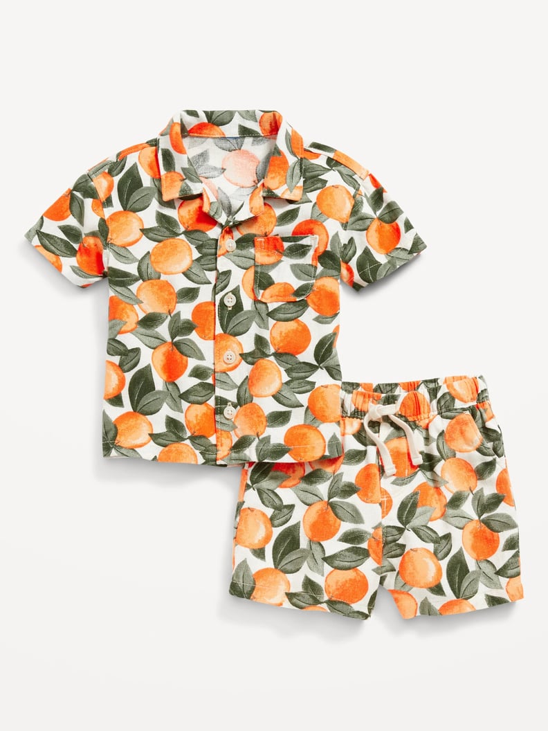 Linen-Blend Shirt & Shorts Set