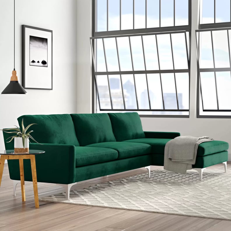 A Velvet Sectional: AllModern Jasper Velvet Stationary Sofa & Chaise Sectional