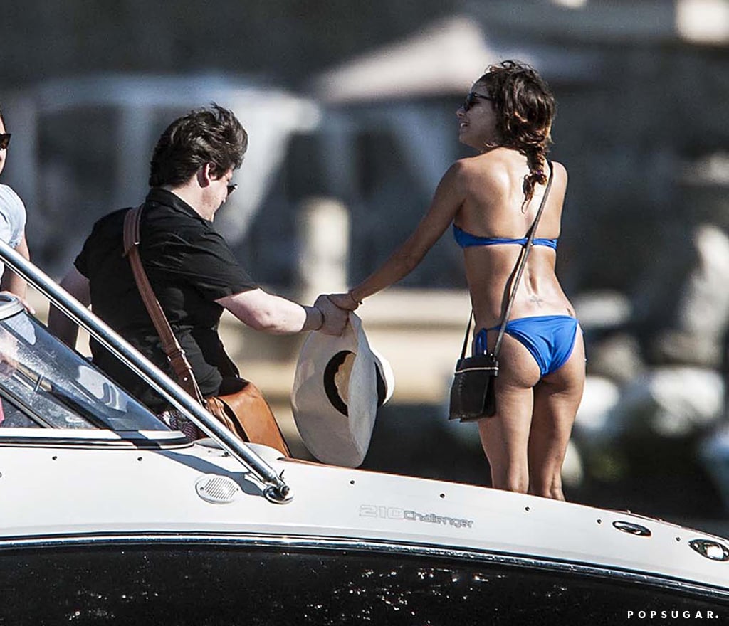 Eva Longoria relaxed on a yacht in her bikini.