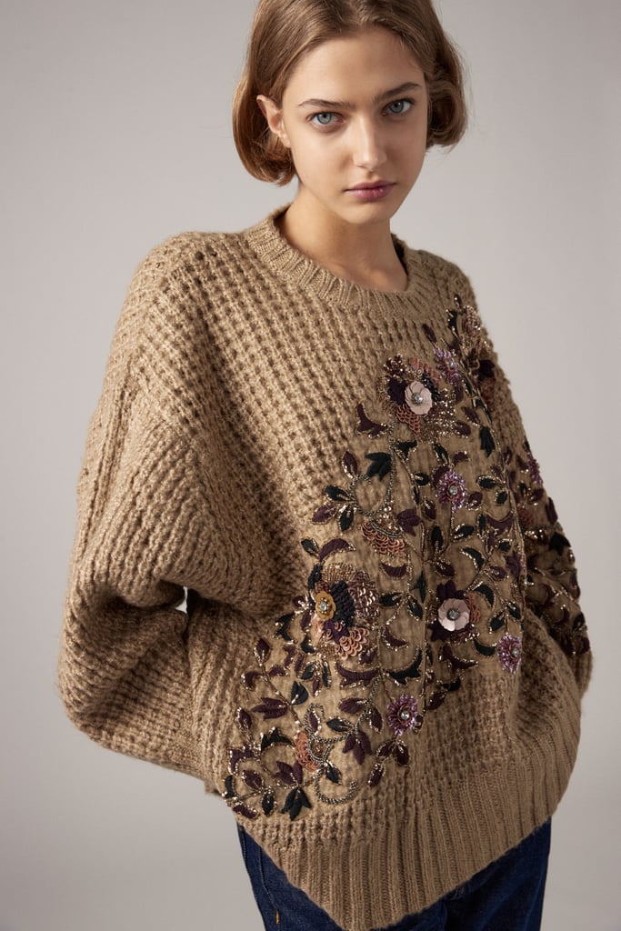 Zara Embroidered Oversize Sweater