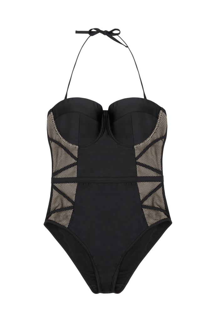 Hunter McGrady Plus Size/Curve Black Mesh Insert Swimsuit