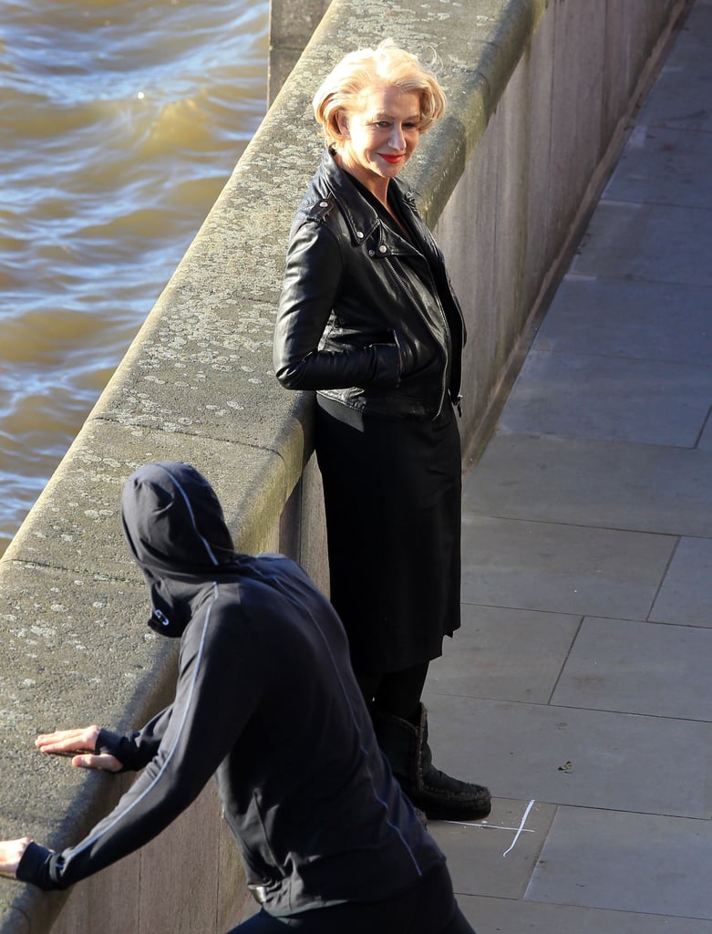 Helen Mirren was picture-perfect while filming a commercial in London on Saturday.