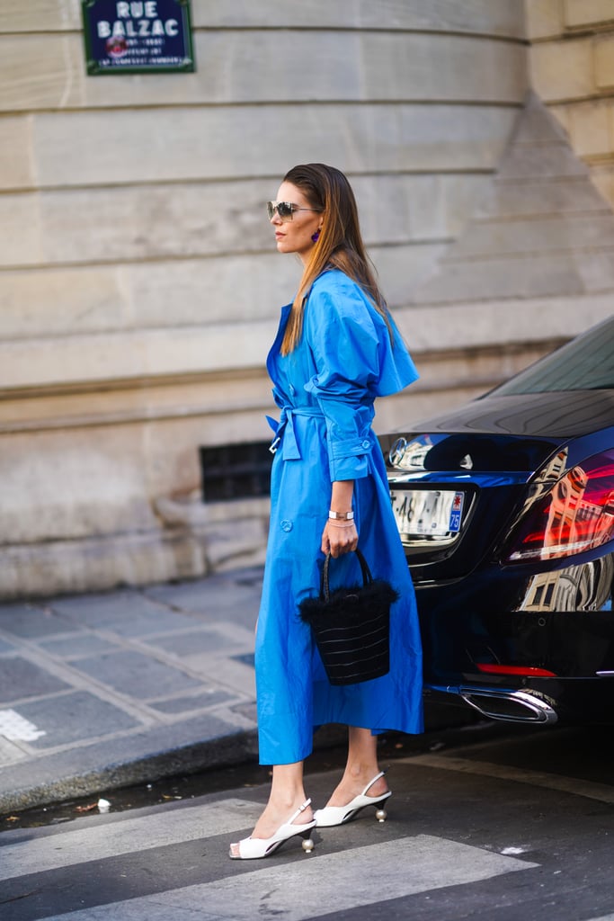 Style Slingback Kitten Heels With a Blue Dress