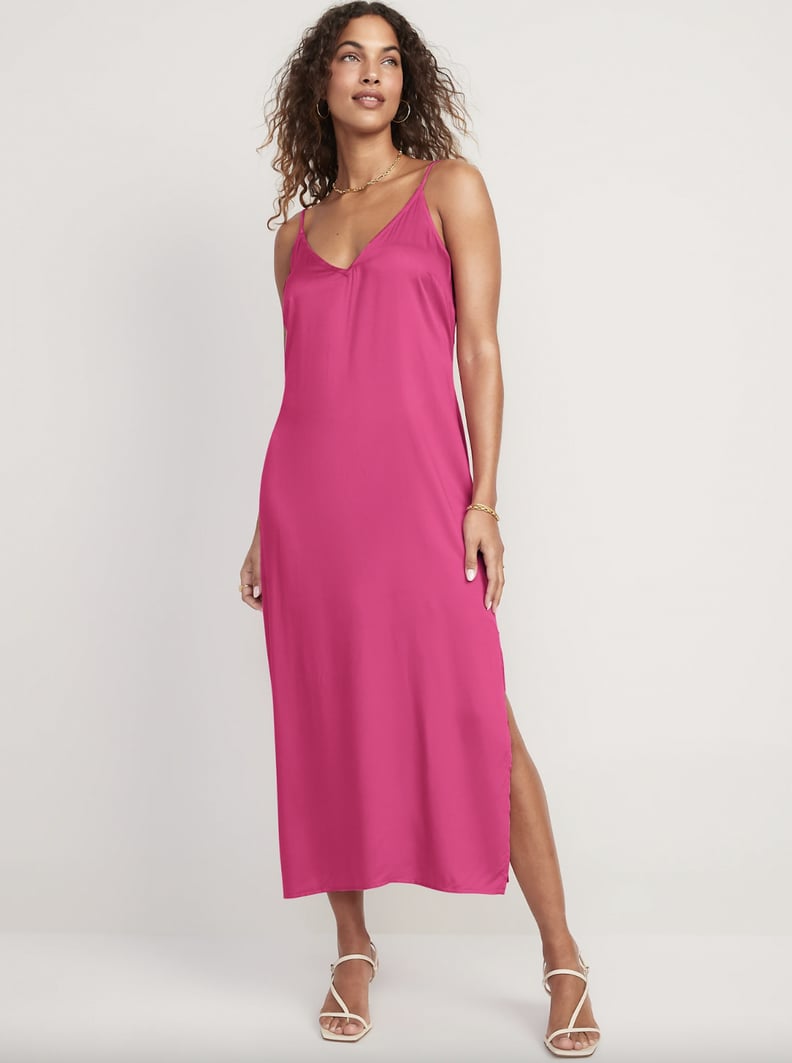 Old Navy Satin Smocked Midi Slip Dress