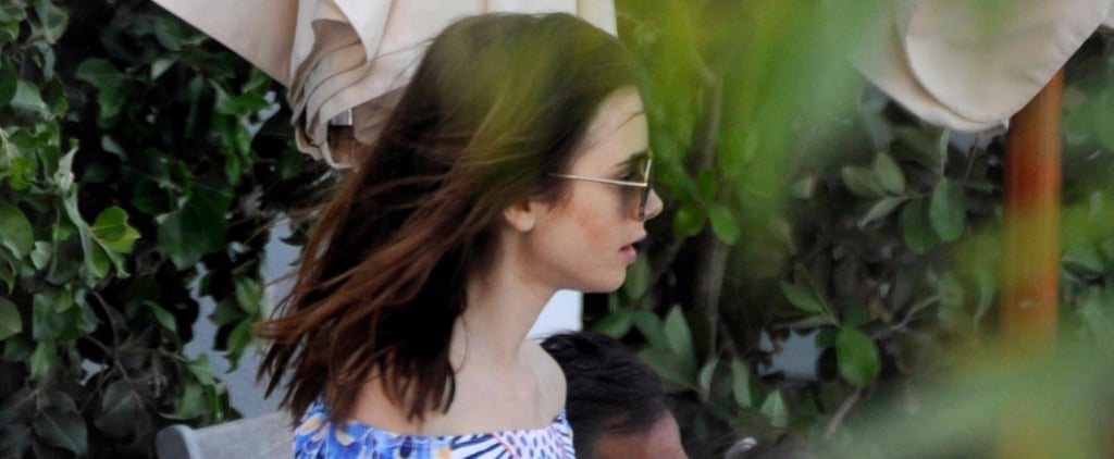 Lily Collins Wearing Mara Hoffman Bikini