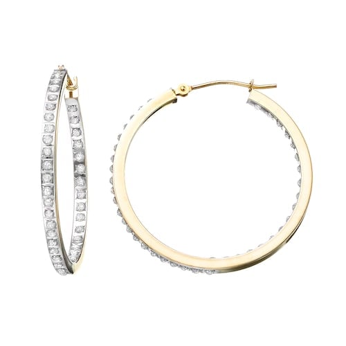 Diamond Fascination 10k Gold Inside-Out Hoop Earrings