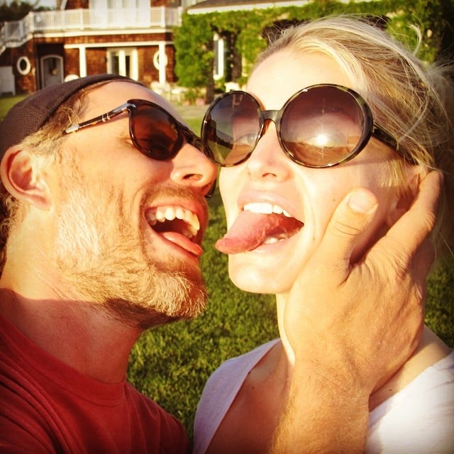 Jessica Simpson and fiancé Eric Johnson showed off their tongues.
Source: Instagram user jessicasimpson