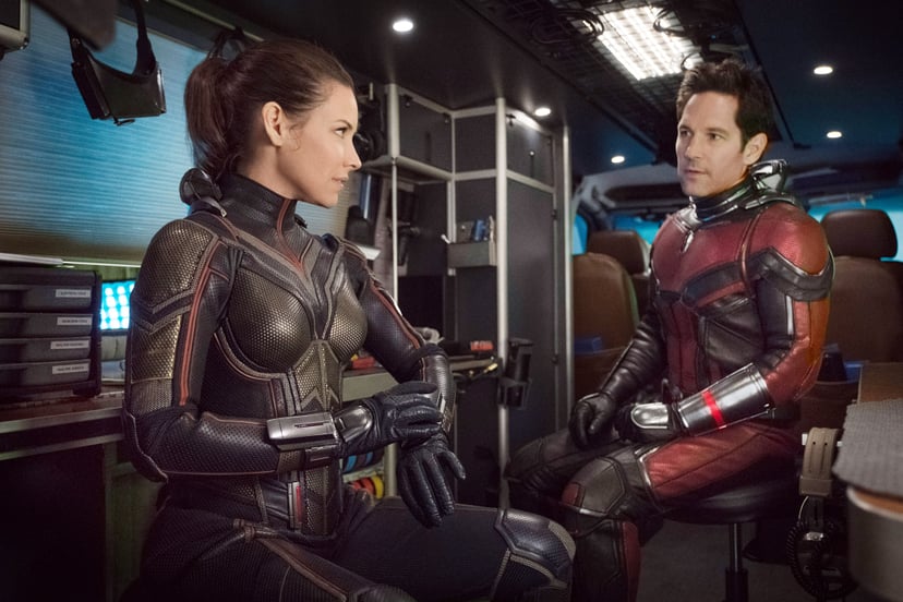 ANT-MAN AND THE WASP, from left, Evangeline Lilly as The Wasp, Paul Rudd as Ant-Man, 2018. ph: Ben Rothstein. Marvel/Walt Disney Studios Motion Pictures/courtesy Everett Collection