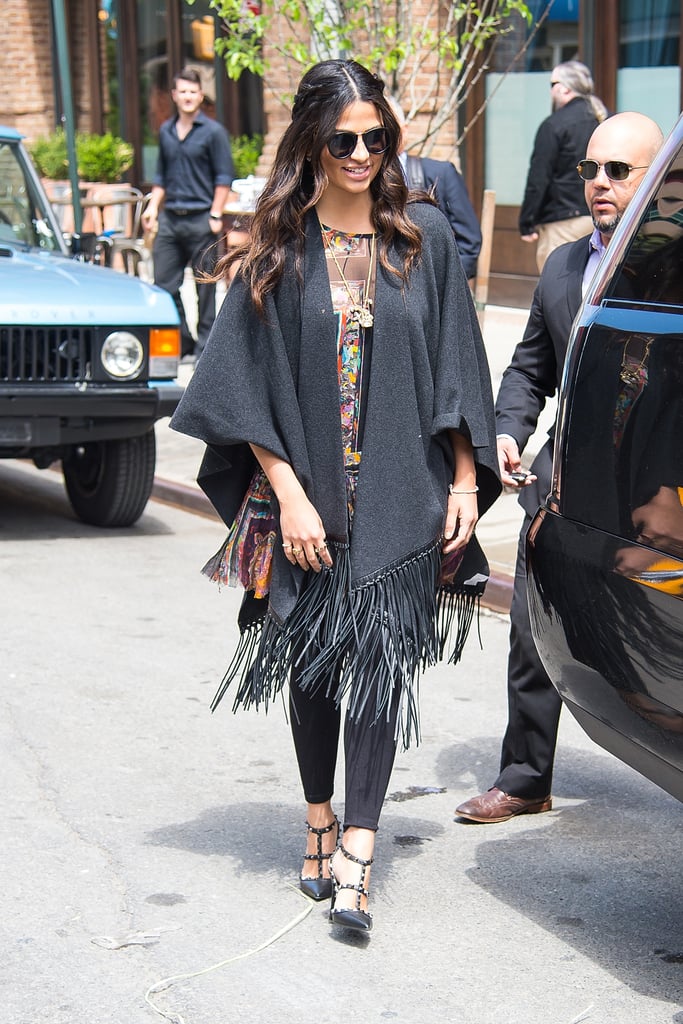 Camila Alves Wearing a Wool Shawl