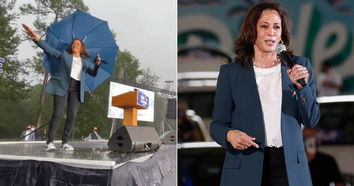 Kamala Harris Dances in a Rainstorm – Of Course, Converse Are the Best Shoes For That