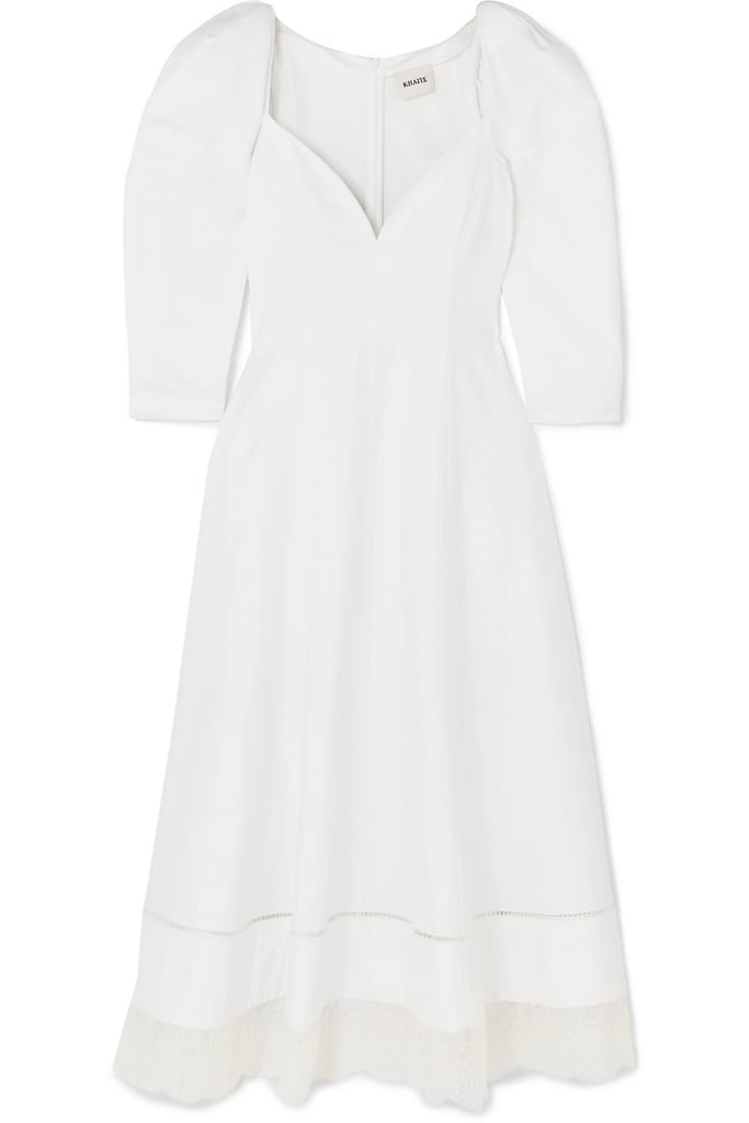 Khaite Dina Lace-Trimmed Cotton-Poplin Midi Dress