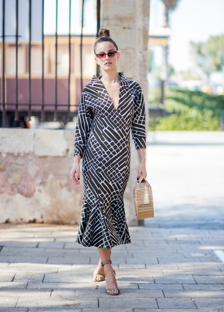 Dress down a smart printed dress with daytime accessories. | How to ...