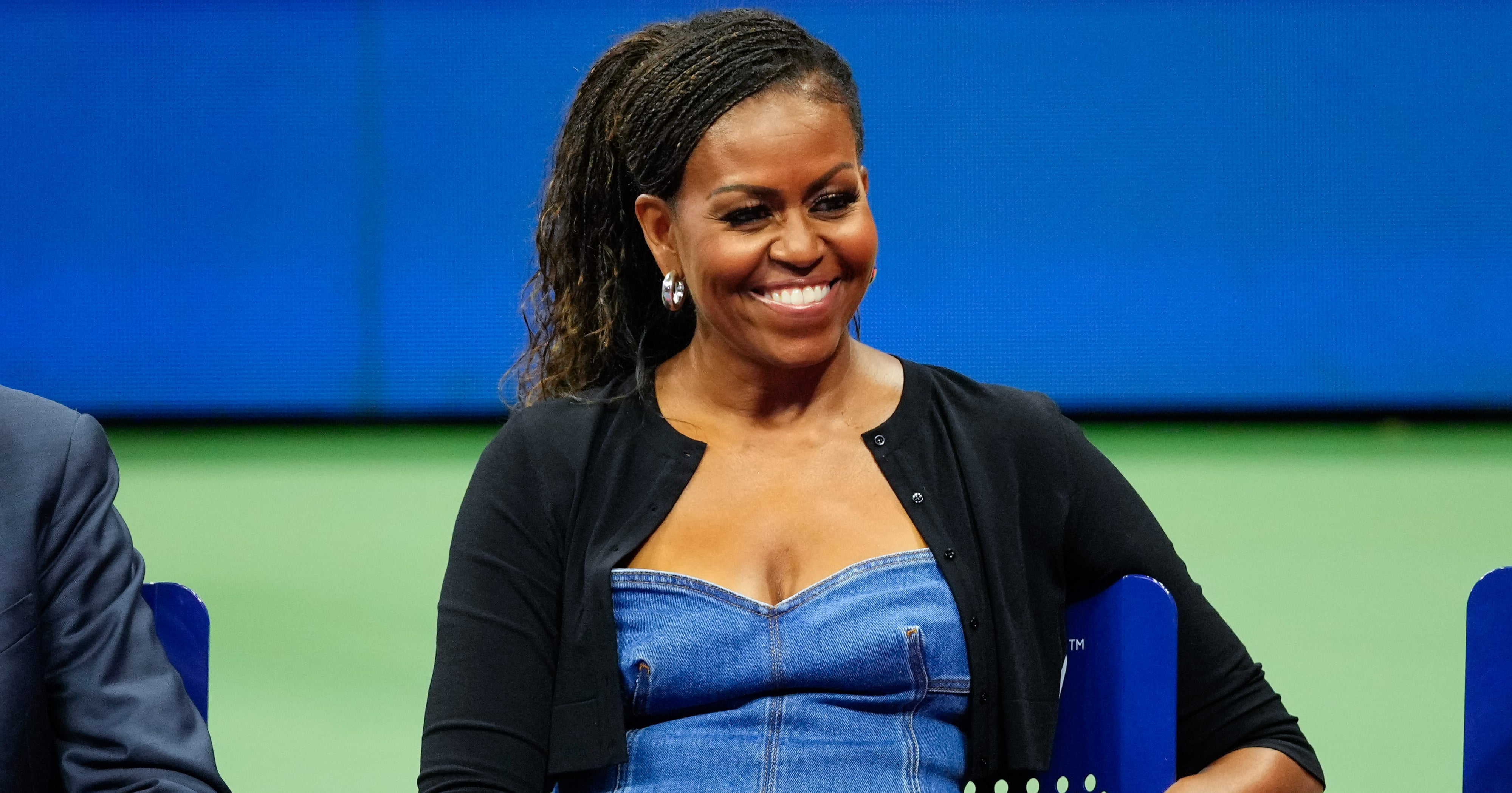 Michelle Obama’s Denim Oscar de la Renta Dress at US Open