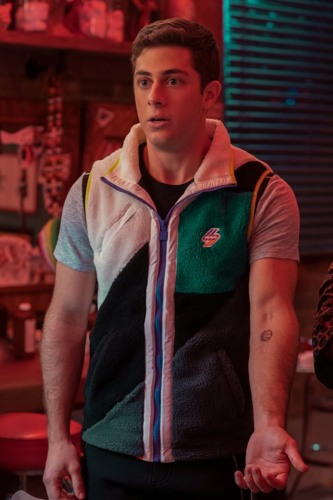 Ben's colorblock sherpa vest has to be one of the best moments from season 2