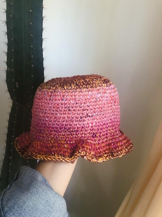 Hooked By Haley Lu's "Crazy" Bucket Hat — Pink / Autumn