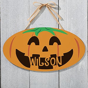 personalized Jack O' Lantern door hanging