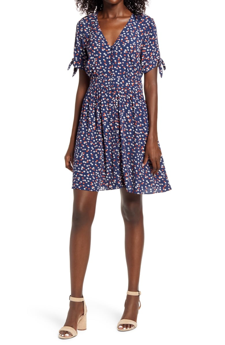 Madewell Tie Sleeve Button Front Dress 