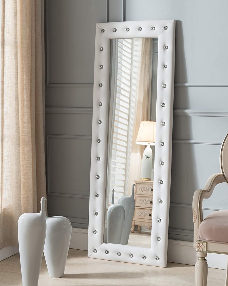 Kings Brand Furniture Modern Upholstered Tufted Standing Floor Mirror