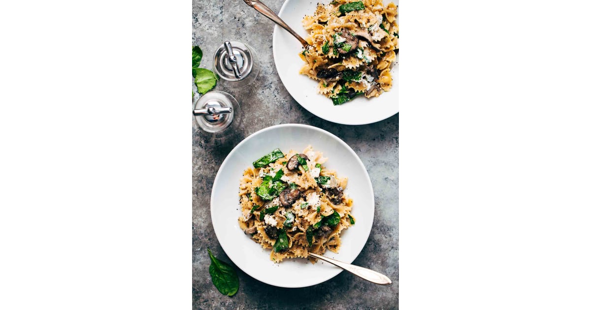 Pasta With Mushrooms, Spinach, and Goat Cheese Fall Mushroom Recipes