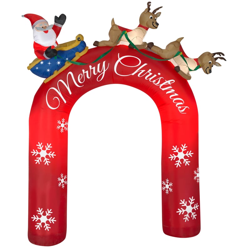 Inflatable Archway Santa in Sleigh With Flying Reindeers