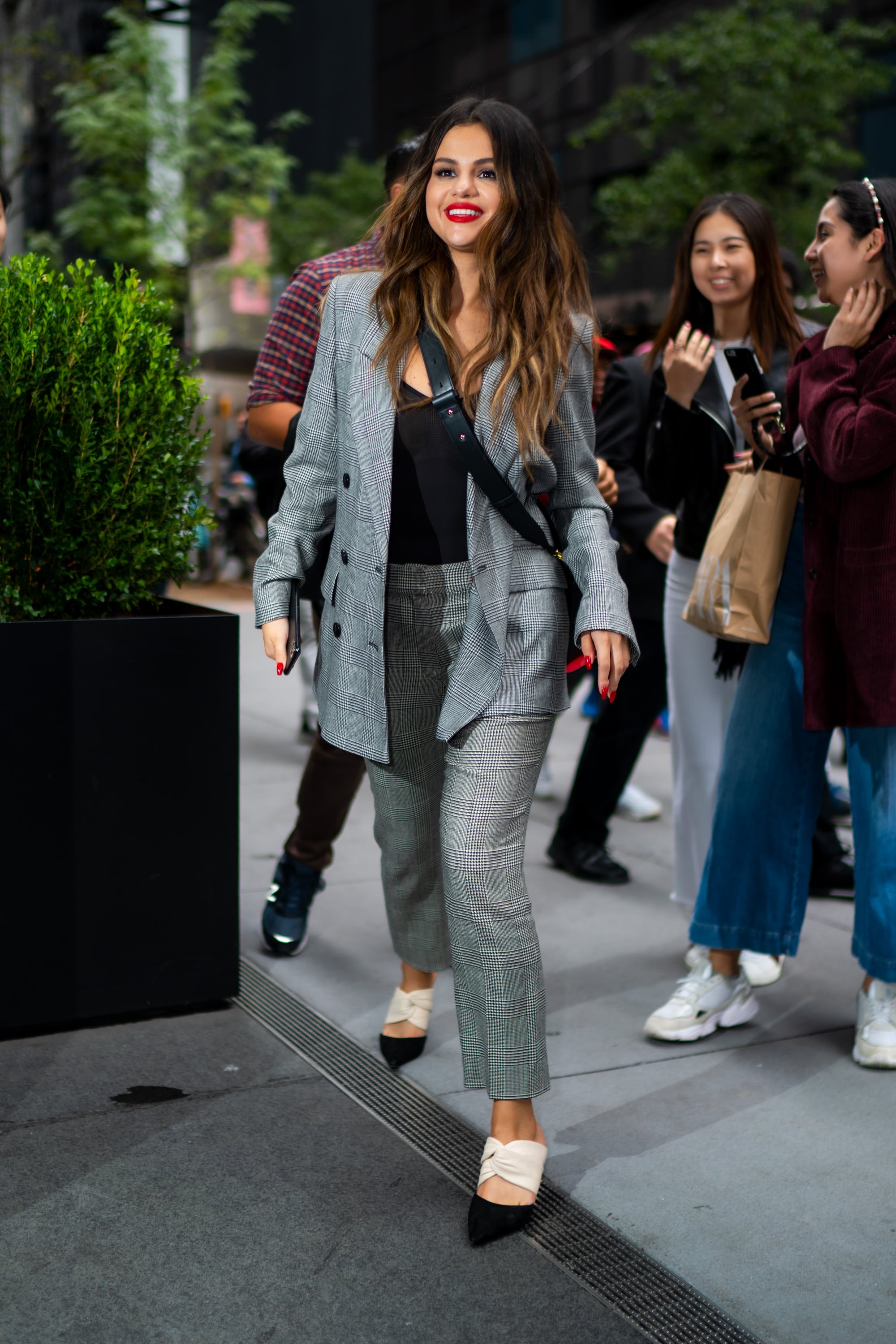 Selena Gomez Brown Double Breasted Coat Street Style Autumn Winter