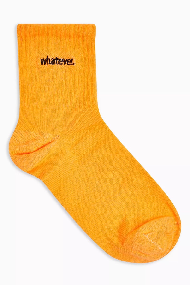 Orange Whatever Embroidered Tube Socks