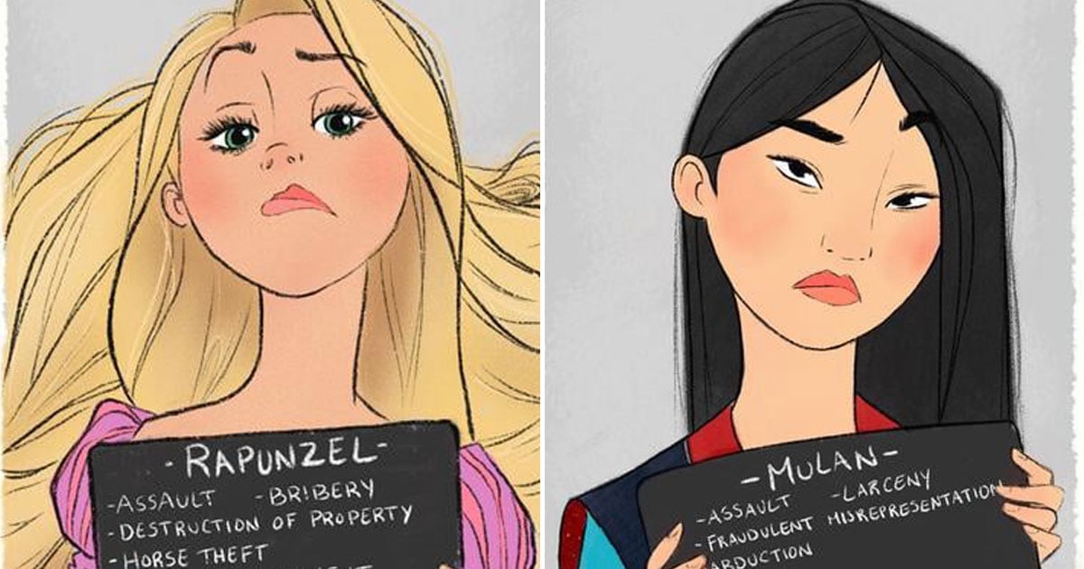 This Artist Reimagined Disney Princesses as Criminals in Mugshots, and Thei...