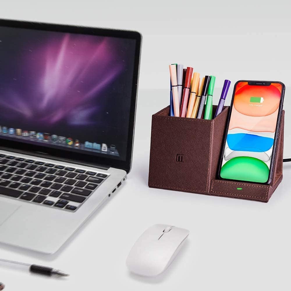 A Smart Organizer Desk Organizer With Bulitin Wireless Charging Stand