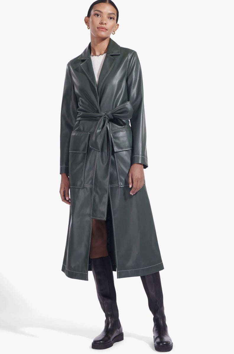 Staud Ashley Coat in Cypress Vegan Leather