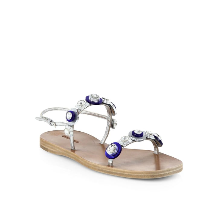 Miu Miu Jeweled Flat Slingback Sandals | Best Flat Sandals For Summer ...