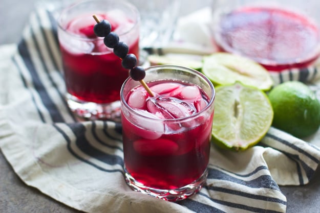 Fizzy Blueberry Basil Punch