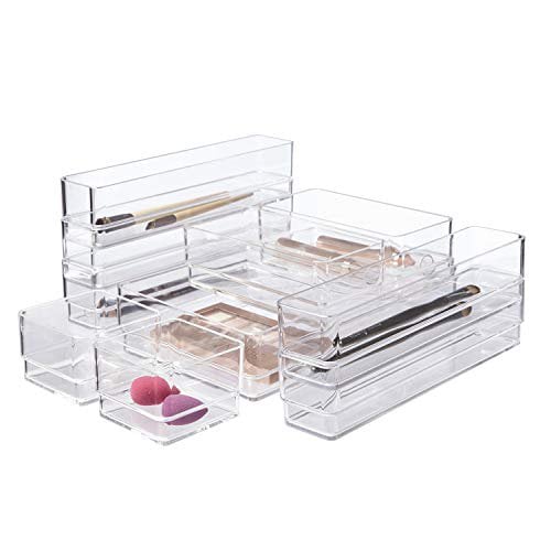 STORi Clear Plastic Makeup & Vanity Drawer Organisers | 10 Piece Set
